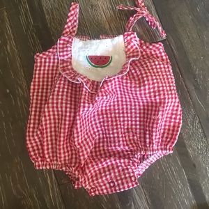 Red gingham onesie